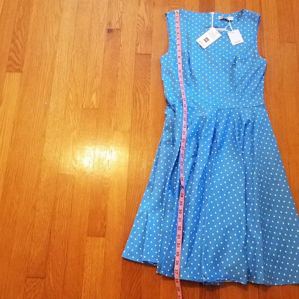 NWT Grace Karin Poka Dot Blue White 95% Cotton  Sleeveless Dress sz S READ - Picture 6 of 10